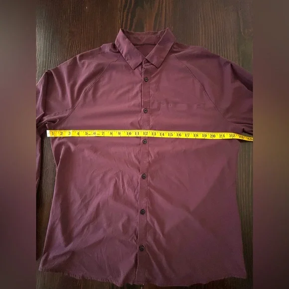 Lululemon | Voyage Long Sleeve Buttondown | Wee Stripe Black Cherry Prep Red | L - Picture 9 of 10